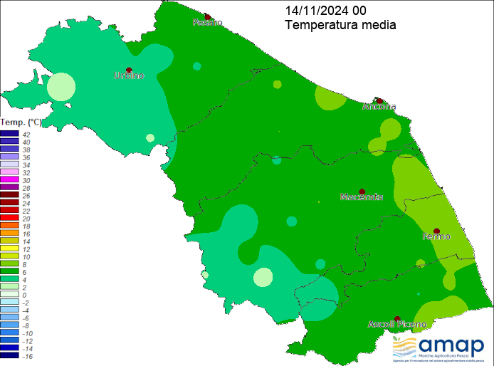 Meteo Regione Marche ASSAM - Carte temperatura media giornaliera